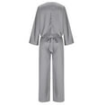thumbnail image 7 of pstuiky Womens Pajama Set Summer Solid Color Lightweight Pajama Sets with Pants Leisure Loose Fit V-Neck Short Sleeve Sleepwear Night Shirts for Women Sleepwear Gray 2XL, 7 of 7