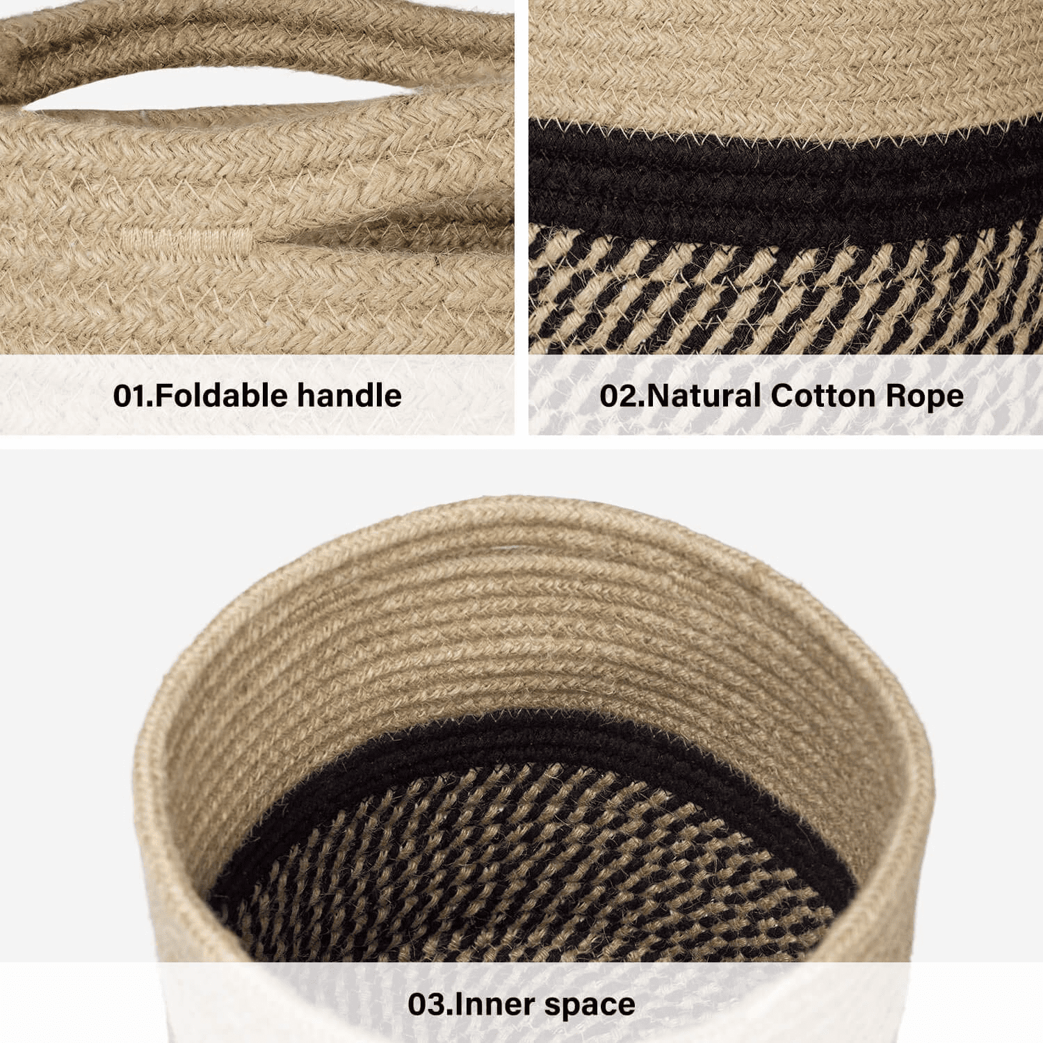 ZOUTOG Woven Cotton Rope Basket Indoor Planter Cover Up to 10 Inch Pot Storage Organizer with Handles Plant Basket 11 x 11 