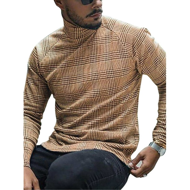 UKAP - UKAP Menâs Long Sleeve Casual Basic Slim Fit T-shirt Turtle Neck and Crew Neck Basic