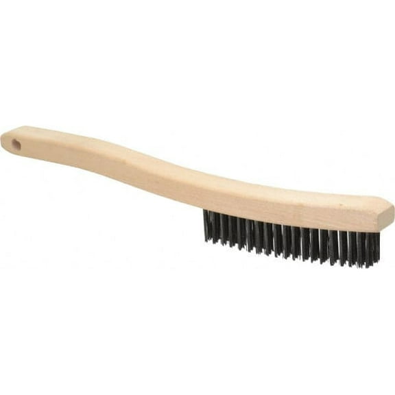 Osborn - 3 Rows x 19 Columns Steel Scratch Brush - 6" Brush Length x 31/32" Brush Width, 13-11/16" OAL, 1-1/8" Trim Length, Wood Handle (24 Pack)