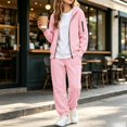 thumbnail image 5 of Girls Sweatsuit 2 Piece Sets Oversized Zip Up Sweatshirts Joggers Kids Clothes Fall Winter Y2k Sweatsuit Set Pink 12-13 Years, 5 of 7
