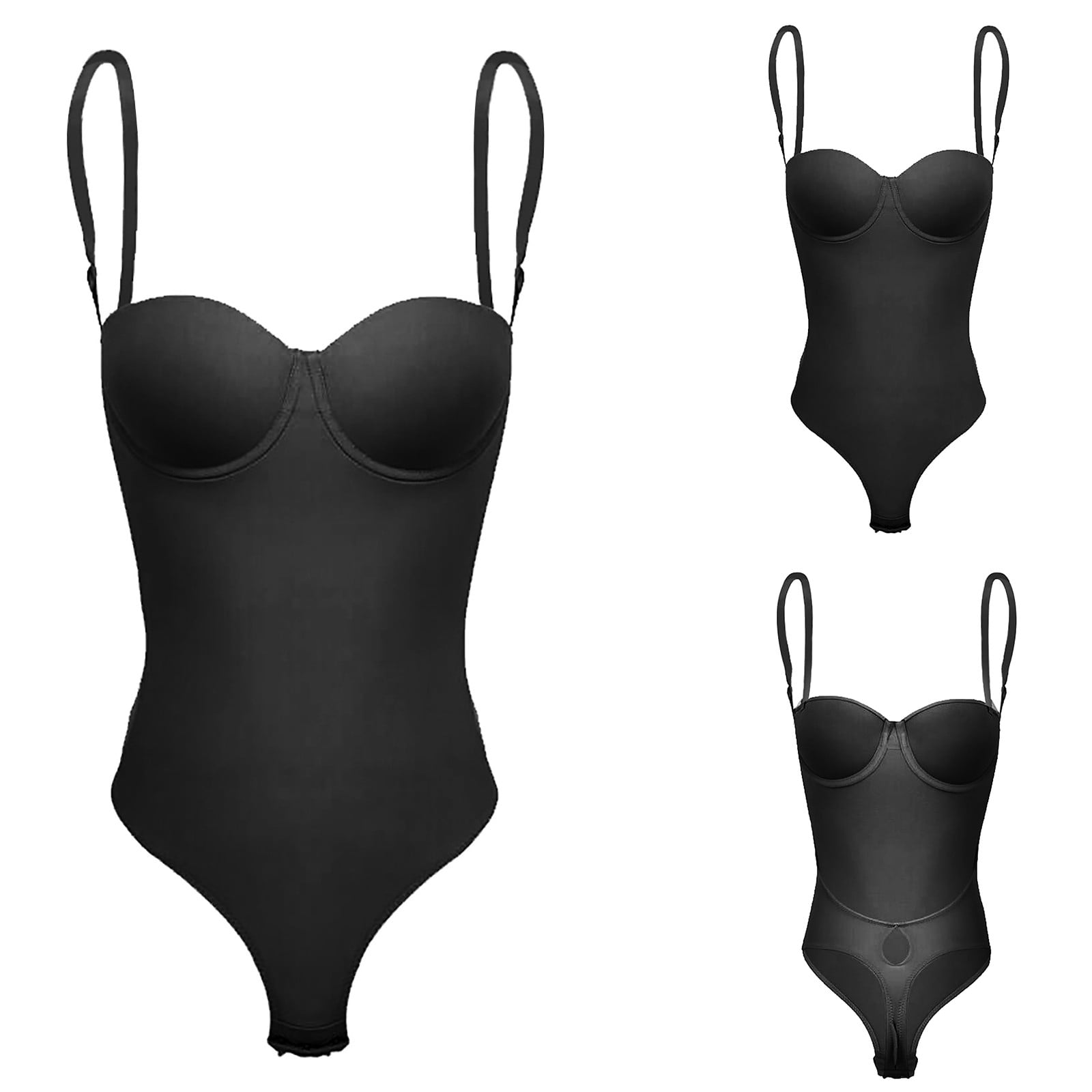 Adjustable Women Shaping Bodysuit Underwear with Built-in Bra Shapewear  Corset Swimsuit for Party (Black L) (Black XL)