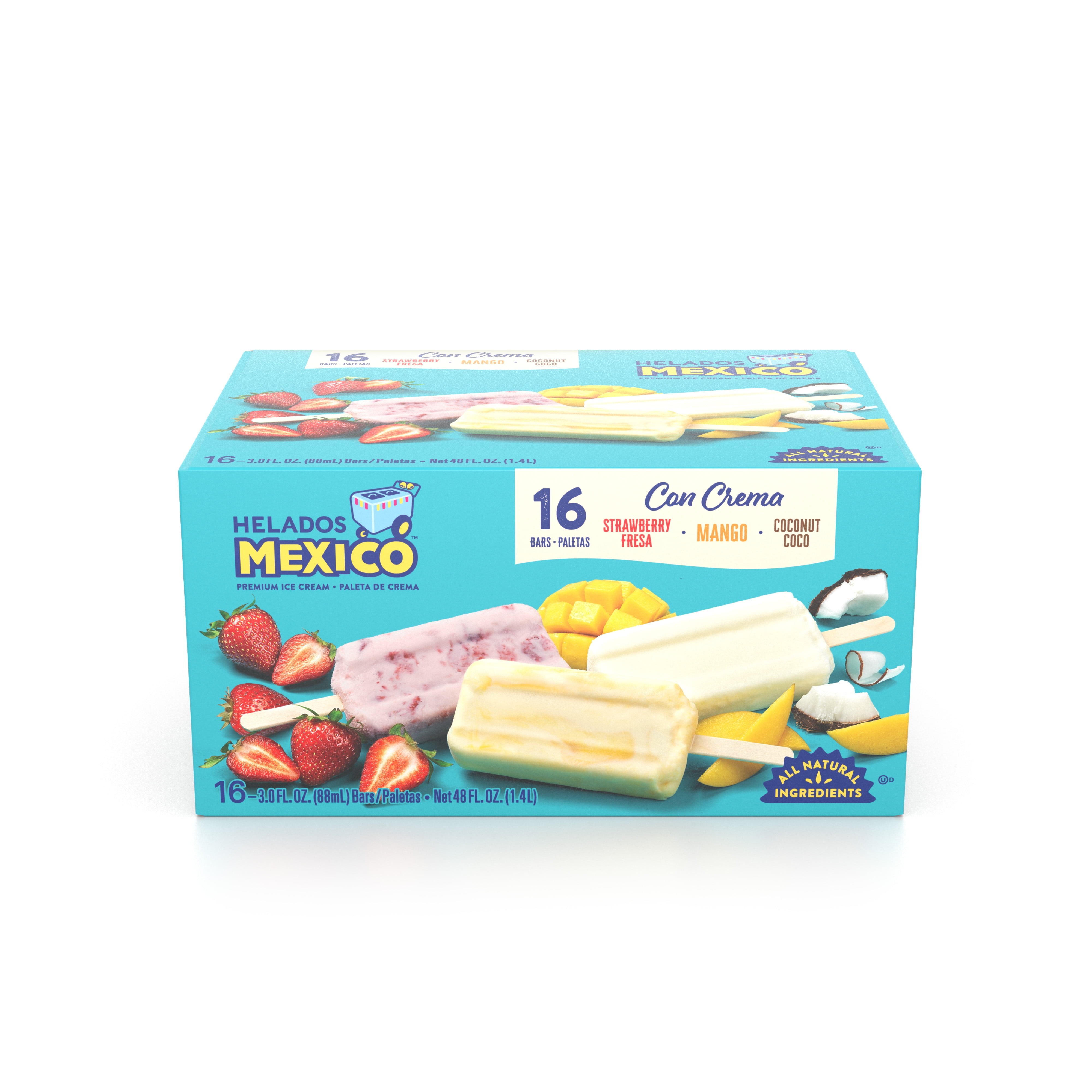 Helados Mexico Cream Paletas Premium Ice Cream Bars Variety 16 Ct