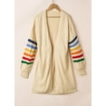 thumbnail image 4 of Aleumdr Womens Long Cardigan Stripe Knit Long Sleeve Fall Beige Sweaters Coat XL, 4 of 9