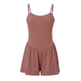 thumbnail image 6 of HXWCHs Square Neck Jumpsuits for Women, Women's Summer Sleeveless Romper with Spaghetti Strap and Double Lined Shorts Comfortable Casual Jumpsuit S Brick Red, 6 of 7