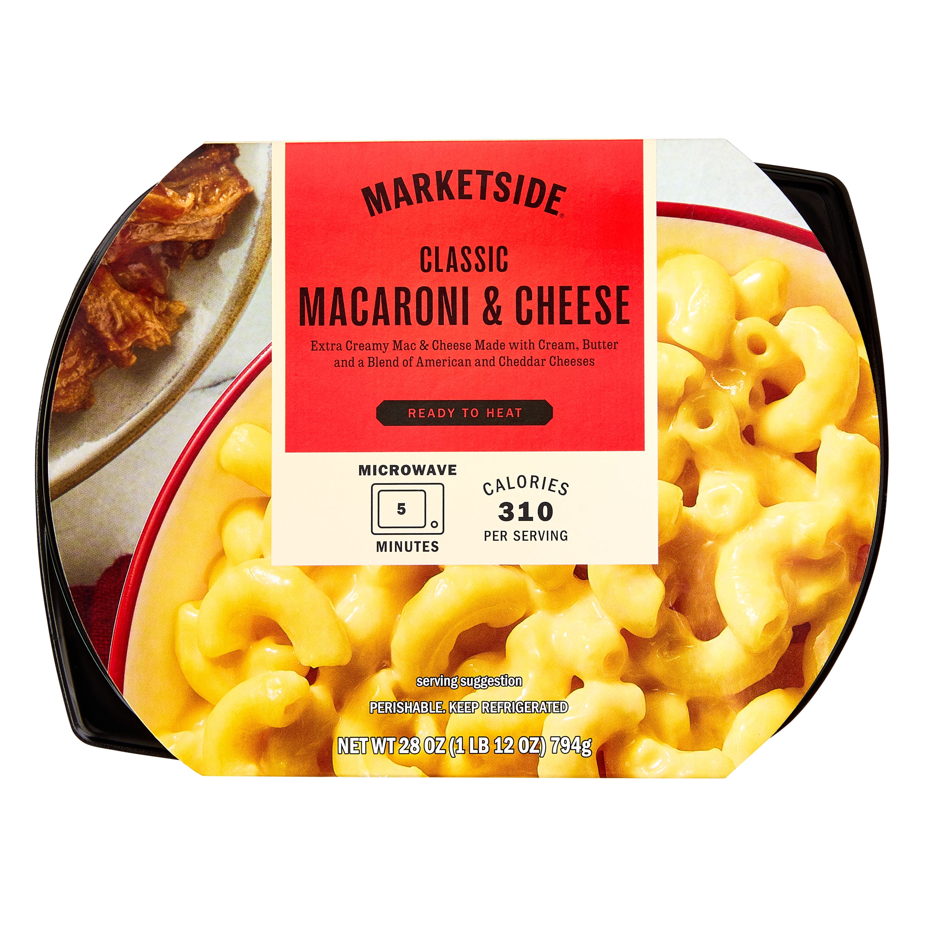 (2 pack) Marketside Ready to Heat Classic Macaroni & Cheese, Family Size Tray, 28 oz (Refrigerated)