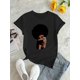 thumbnail image 2 of Camiseta De Manga Corta Con Cuello Redondo Para Mujer, Camisetas De Verano Para Uso Diario Y ViajesWomen's Casual Chic Afro Puff Graphic Tee - Comfy Polyester Blend, Round Neck Short Sleeve, Machine, 2 of 6