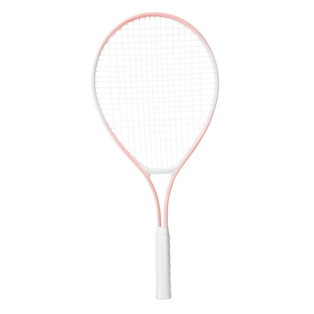 Raqueta de tenis para niños, raqueta de tenis portátil, a prueba de golpes, con encordado previo. Rosa