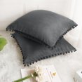 thumbnail image 3 of Unique Bargains Velvet Pillow Cover with Pompoms for Sofa 2PCS Dark Gray 20x20Inch, 3 of 8