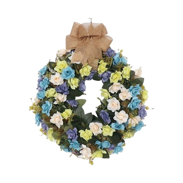 Bearachild Guirnalda de flores de simulación, decoración colgante, guirnalda de forma redonda, diseño de adorno de vacaciones para Hotel, fiesta de boda Decoración Champán verde Bearachild HA075177-01