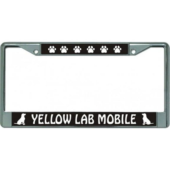 Yellow Lab Mobile Chrome License Plate Frame