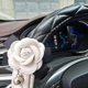 thumbnail image 3 of Car Steering Wheel Cover Women's Fashion Camellia Diamond Pearl Accent, Universal Fit, Leatherette Material, 3 of 5