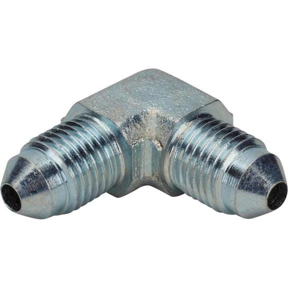 Speedway Motors Steel -3 AN Male to Male 90 Degree Adapter Fitting, Zinc Plated Steel Right-Angle Brake Line Connector for Tight Clearance Installations, Universal Fitting