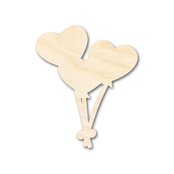 Unfinished Wood Heart Balloons Shape 3" / 1/4"