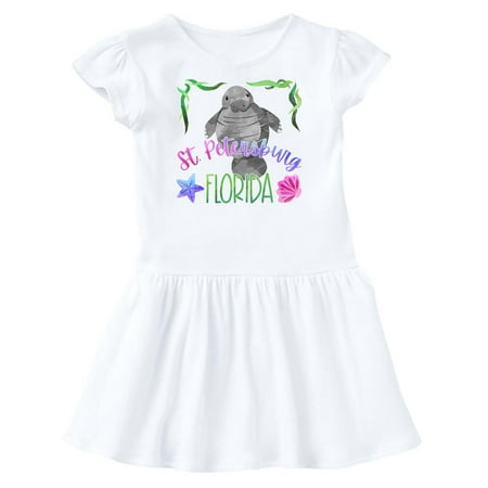 

Inktastic St. Petersburg Florida Cute Swimming Manatee Gift Toddler Girl Dress