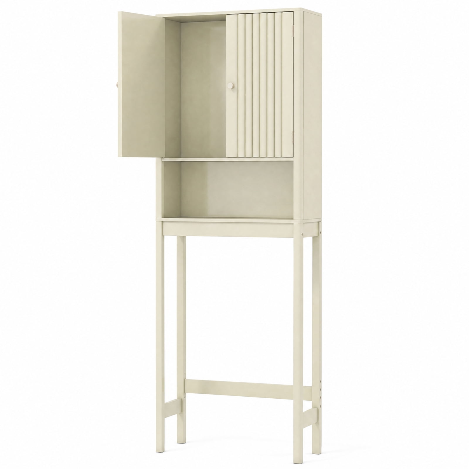 Vebreda Over-the-Toilet Storage, Over The Toilet Storage Cabinet with Fluted Doors, Maximize Your Space, Elegance Meets Convenience