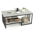 thumbnail image 1 of Costway Mesa De Centro Para Sala De Estar, Mesa De Cóctel Rectangular De 3 Niveles Con Estantes, Textura De Mármol Sintético Y Marco De Metal, Mesa Central Decorativa Con Almacenamiento, 110 Cm Gris, 1 of 5
