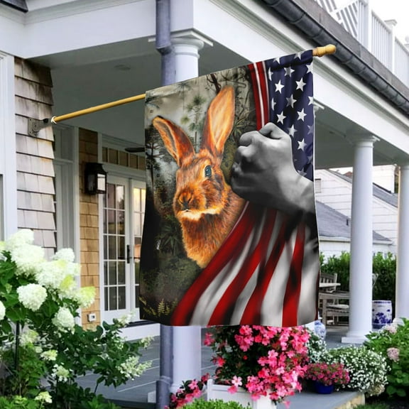 Happy Easter Bunny Rabbit American Flag - Garden Flag (11.5" x 17.5")