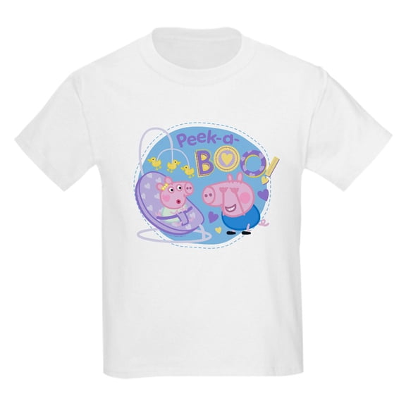 CafePress - Peppa Pig: Peek A BOO! Kids T Shirt - Light Classic Kids Graphic, Short Sleeve T-Shirt, Sizes XS-XL