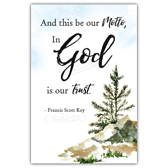 Dexsa In God is our Trust Wood Plaque with Inspiring Quote 6 x 9 inches - Easel and Hanging Hook