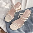thumbnail image 3 of MuXiKeJi Clothes Women's Open Toe Block Heel Strappy Slide Sandals Square Toe On Dress Mules Heel Sandals, 3 of 6