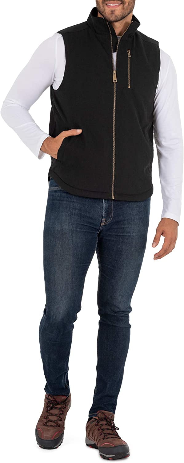 Wells Lamont Men's Sherpa Lined Canvas Vest with Zip Utility Pocket