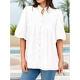 thumbnail image 6 of Women'S V-Neck Balloon Sleeve Top White L, 6 of 7