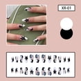 thumbnail image 2 of 24pcs Fake Nails Y2k Short Almond Shape White French False Nails Five-pointed Star Shiny Rhinestones Decor Artificial Nail Tips, 2 of 7