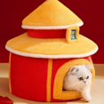 thumbnail image 3 of Palace Cat Bed House Fall Winter Deep Sleep Plush Mat Comfort Pet Dog Basket Kitten Warm Sleeping Nest Indoor Pet Cat Supplies ShopWise Round, 3 of 6