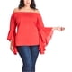 thumbnail image 1 of Blusa romántica con hombros descubiertos para mujer de City Chic, rojo, L/20W, 1 of 1