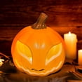 thumbnail image 5 of Opehuo Halloween Pumpkin Lantern Decor with Spooky Face-Plastic Hollowed-out Pumpkin Lights Statue for Front Porch,Party,Front Door,Vintage Classic Pumpkin Lights For Fireplace Mantle,H, 5 of 6
