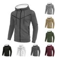 thumbnail image 5 of guisaled Zip Up Hoodie Men Casual Waffle Lightweight Fitted Full Zip Hooded Sweatshirts Drawstring Patchwork Cardigan Jackets, 5 of 6