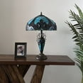 thumbnail image 5 of Tiffany Table Lamp Green Brown Stained Glass Shade Base LED Bulbs Included for Living Room Bedroom Bedside16"W*16"D*24"H, 5 of 7