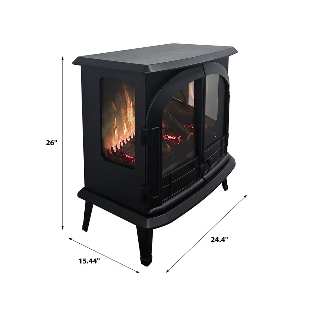 Modern Ember Harlowe Freestanding Electric Fireplace Stove Heater in Black | Smart Technology | WiFi App, Alexa & Google Control | 1500W | Indoor Portable Heater | Safety Shutoff
