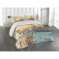 thumbnail image 2 of Ambesonne European Quilted Coverlet 3 Pcs, Historical Venice City, Queen Size, Multicolor, 2 of 4