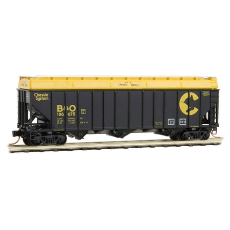 - Micro-Trains MTL N-Scale 100-Ton 3-Bay Hopper/Cover Chessie System/B&O #186675