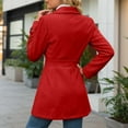 thumbnail image 6 of CUZIBR Women Trench Coat Plus Size Mid Length Double Breasted Classic Coat Winter Notched Lapel Collar Jacket Autumn Winter Fashion Outerwear,Red,L, 6 of 6