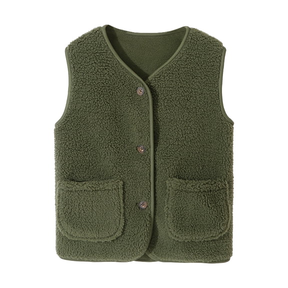 UngA Fleece Vest Child Vests For Spring Wear Children Clothing Plus Thick Vest For Boys Girls With Lamb Vest Warm Breathable Dailywear Green,4-5 Years