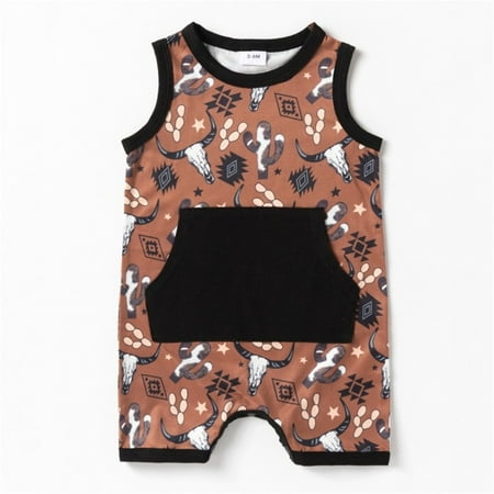 

NIUREDLTD Girls Boys Sleeveless Cartoon Animal Prints Romper Bodysuits Jumpsuit Size 0-3 Months