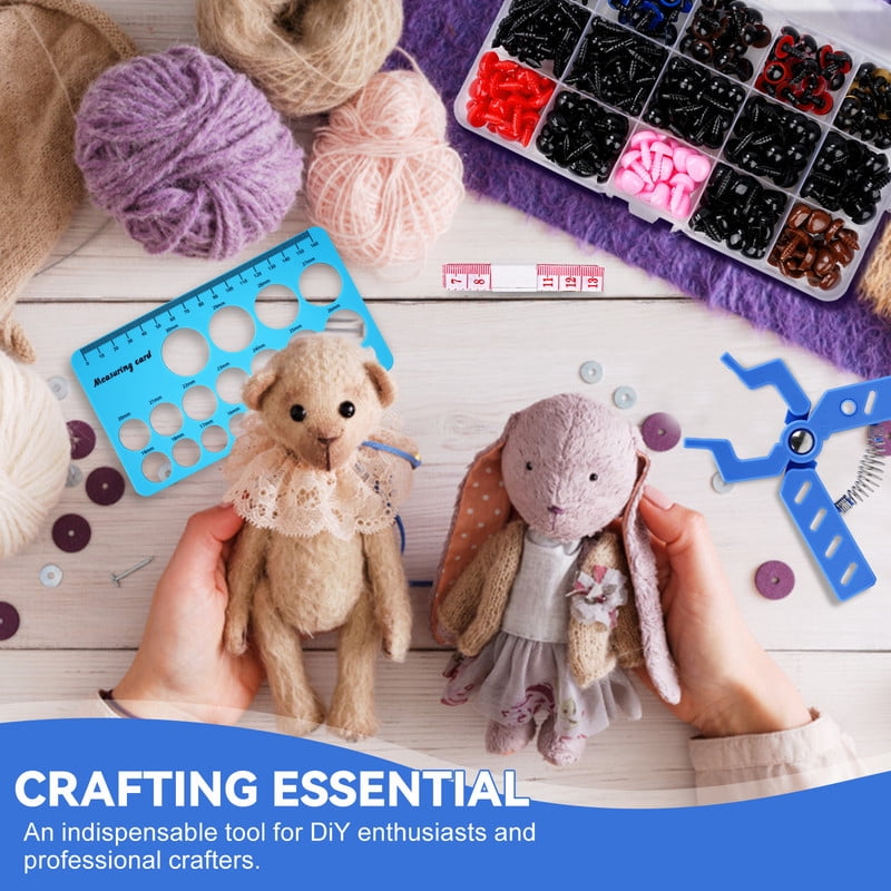 Safety Eye Tool Auxiliary Tool for Amigurumi Crochet with 752pcs Safety Eyes and Noses Blue