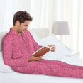 thumbnail image 4 of Mens Pajamas Set, Red Glitter Lightning Button Down Long Sleeve Loungewear Sleepwear Pjs sets for Men, 4 of 5