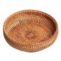 Monyance Imitated Rattan-woven Basket Wicker Bread Basket Tabletop Fruit Vegetables Serving Organizer(6.69X6.69X1.97Inches)