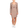 thumbnail image 3 of HIPPIE ROSE Womens Beige Stretch Ribbed Button Front Sleeveless Scoop Neck Above The Knee Sheath Button Up Bolero Dress XL, 3 of 3