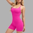 thumbnail image 2 of Feancey Yoga Jumpsuits for Women Criss Cross Back Bodysuits Spaghetti Strap Sleeveless Shorts One Piece Rompers Soft Stretchy Bodycon Outfits Hot Pink S, 2 of 8