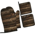 thumbnail image 2 of Brown Wooden Oven Mitts and Pot Holders Sets for Kitchen 4 Pcs 7"X11" Heat Resistant Baking Cooking, 2 of 6