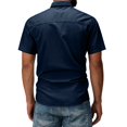 thumbnail image 6 of Havenx Men's Safari Cargo Shirt Short Sleeve Button Up Cargo Shirt with Pockets Collared Tops Work Comfy Camping Work Hiking Casual Clothes,Dark Blue S, 6 of 7