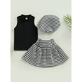 thumbnail image 2 of hirigin Kids Girls Skirt Set, Sleeveless Crew Neck Vest + Houndstooth A-line Skirt + Hat Summer Outfit, 2 of 8