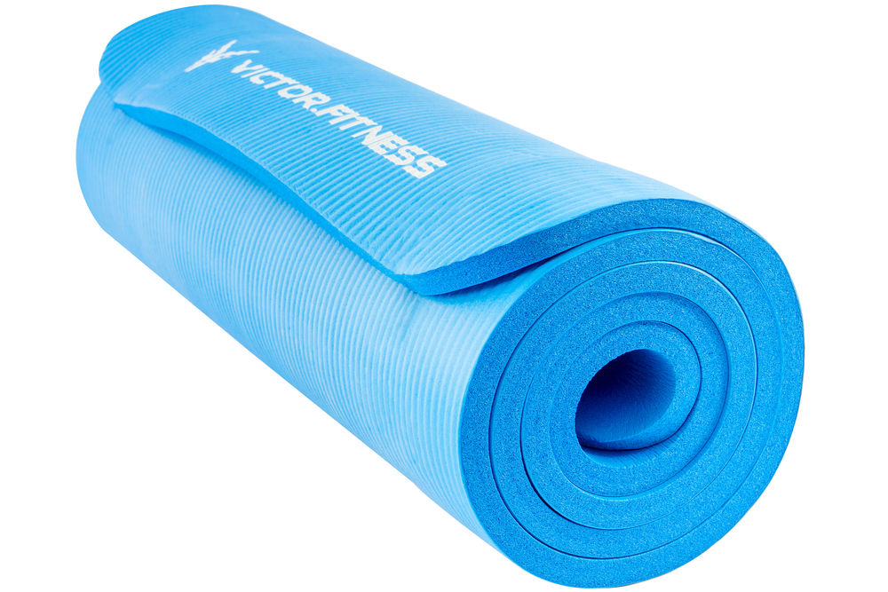 Victor.Fitness YogaBeBlue - Portion of the proceeds donated to law enforcement. Anti-slip high-end NBR Yoga mat that is thick, comfortable, squishy, durable and well-padded with travel straps included