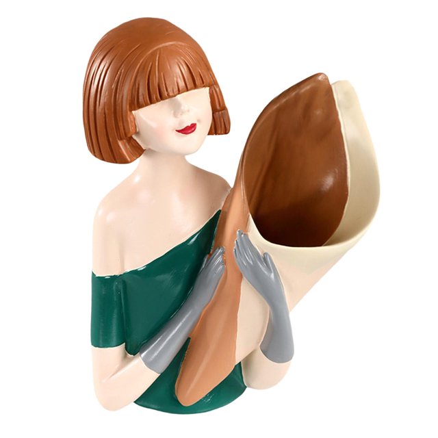 Jarrón de de niña dulce creativa, estatua de resina de escultura contenedor de para mesa interior al aire libre boda decoración Colco Estatuilla de niña
