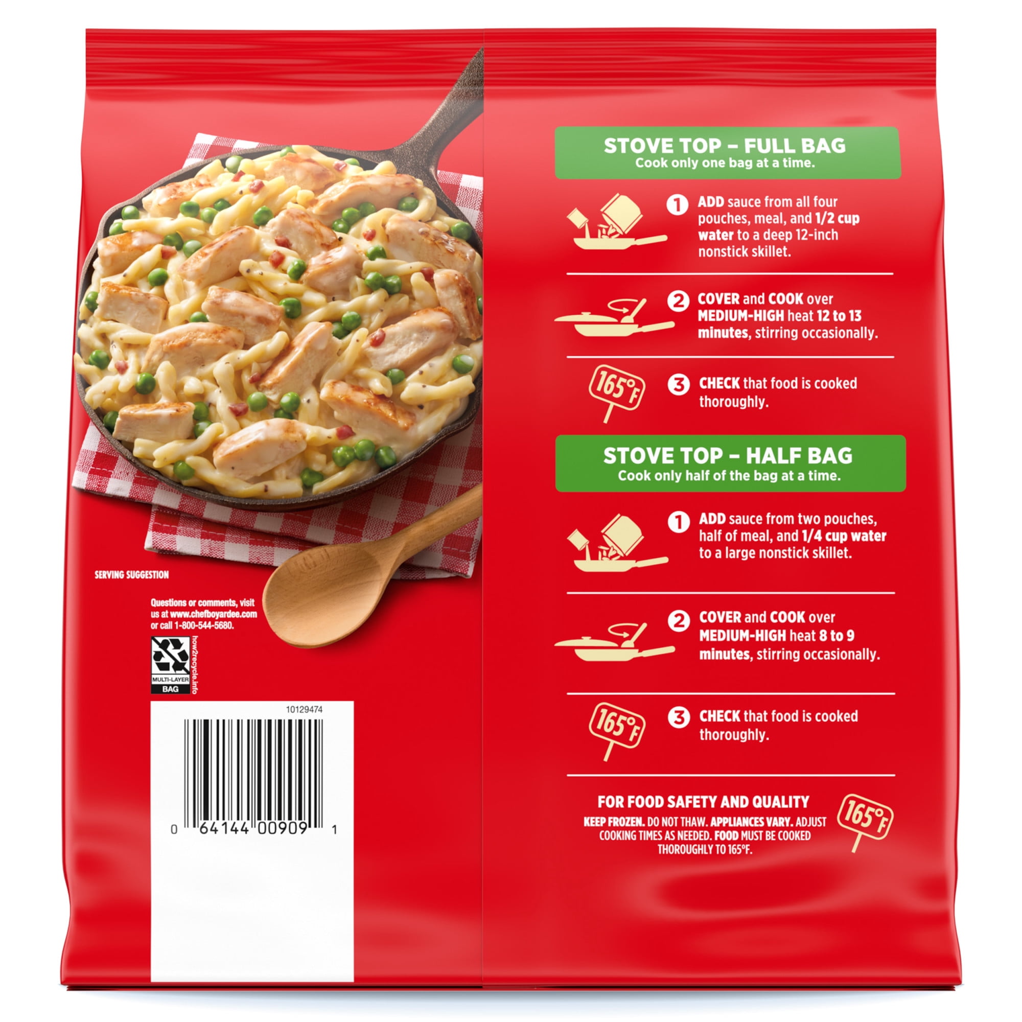 Chef Boyardee Chicken Carbonara, Family Size Skillet Meal, Frozen Meal, 40 oz. (frozen)